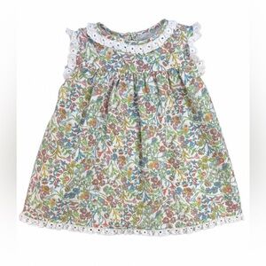 BELLA BLISS Girls Lace Trimmed Sleeveless Back Button Floral Print Dress- 3Y